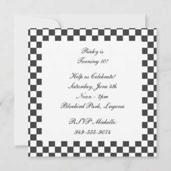 Checkered Birthday Invitation | Zazzle