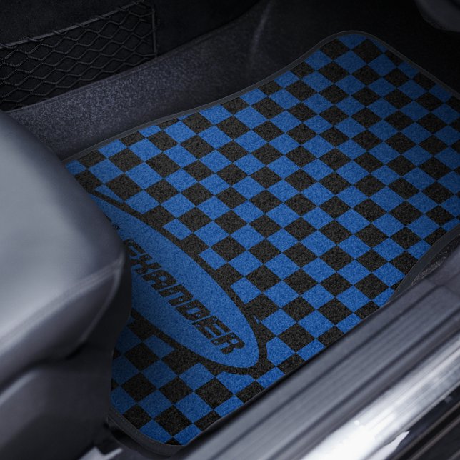 Checkered Black and Blue Car Floor Mat (Creator Uploaded)