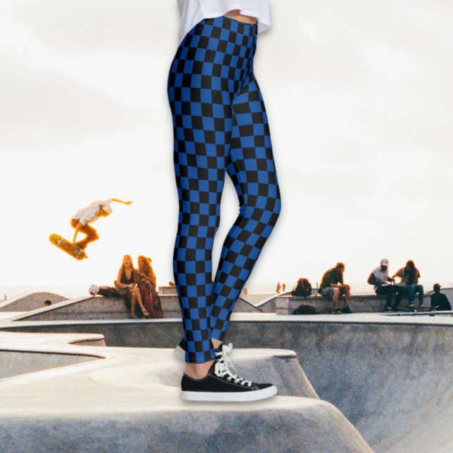 Checkered Black and Blue Leggings (Creator Uploaded)