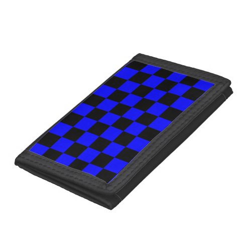 Checkered _ Black and Blue Tri_fold Wallet