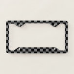 Checkered Black and Charcoal Grey License Plate Frame<br><div class="desc">Abstract digital art of black and charcoal grey squares in a checkered formation.</div>
