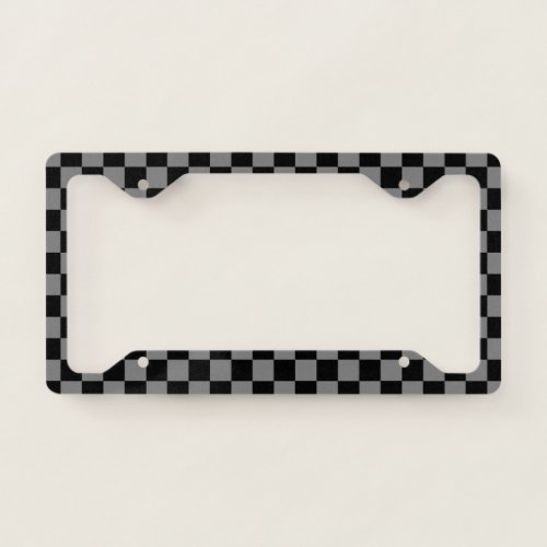 Checkered Black and Charcoal Grey License Plate Frame