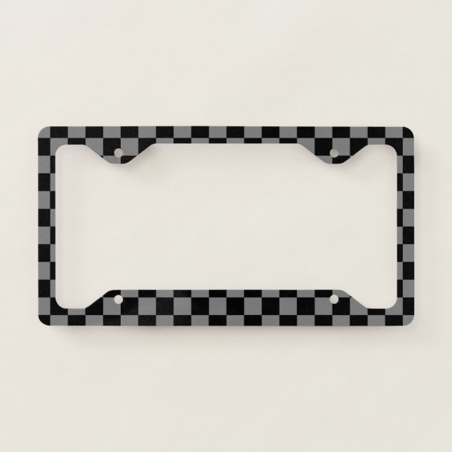 Checkered Black and Charcoal Grey License Plate Frame (Front)