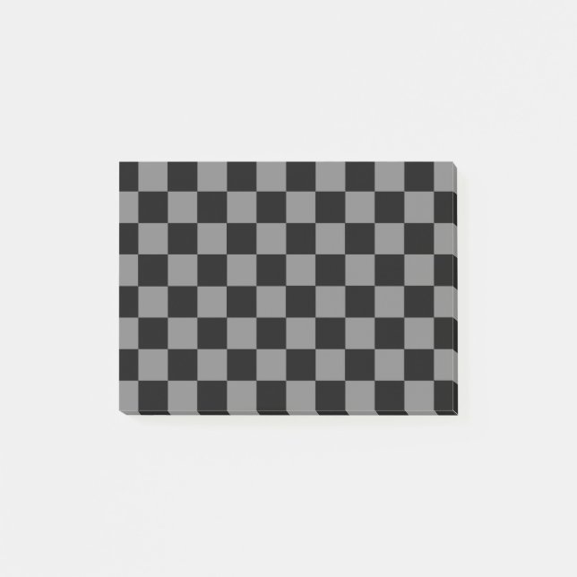 Checkered Black and Charcoal Grey Post-it Notes (Front)
