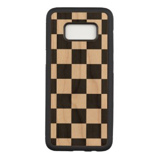 Checkered Black and Cherry Wood Carved Samsung Galaxy S8 Case