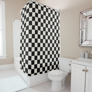 Checkered Black and Cream Shower Curtain