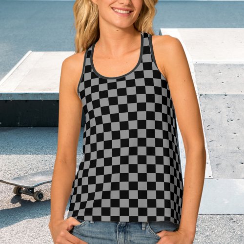 Checkered Black and Gray Monogram Tank Top