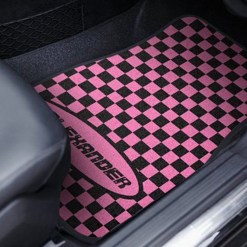 Checkered Black and Pink Car Floor Mat