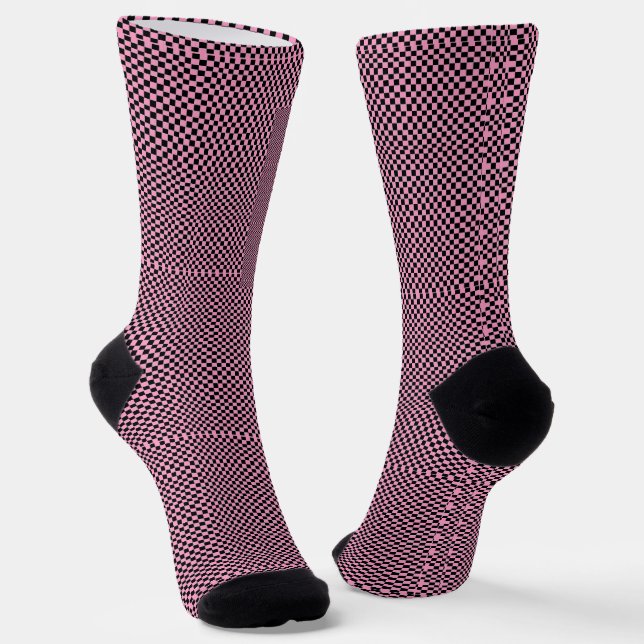 Checkered black and pink socks (Angled)