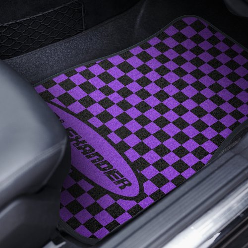 Checkered Black and Purple Car Floor Mat
