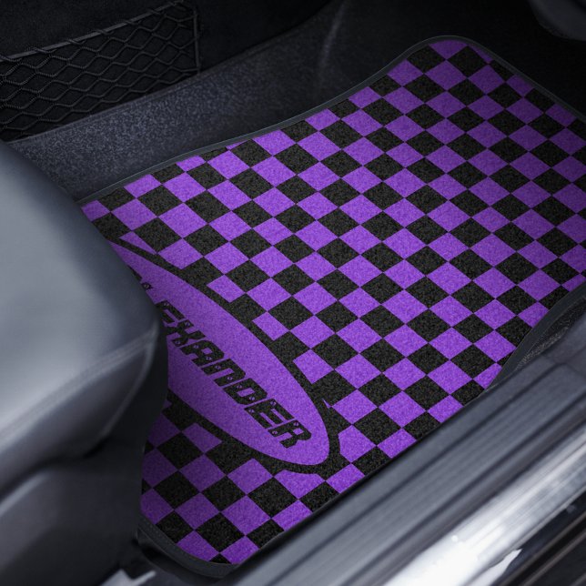 Checkered Black and Purple Car Floor Mat (Creator Uploaded)