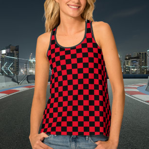 Checkered Black and Red Monogram Tank Top