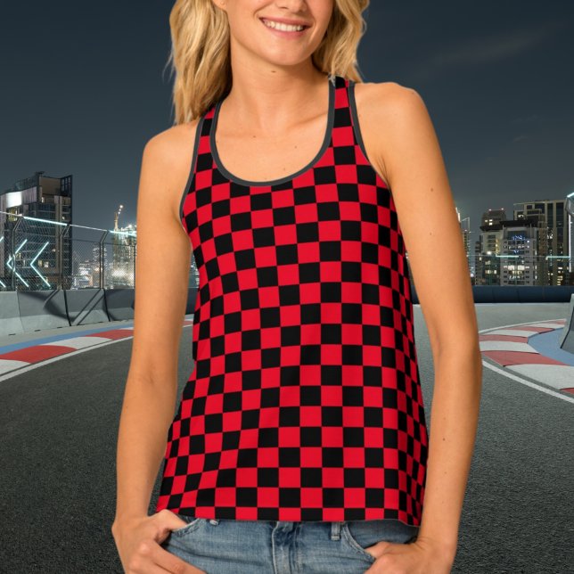 Checkered Black and Red Monogram Tank Top (Creator Uploaded)