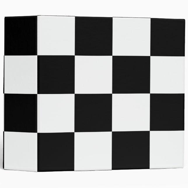 Checkered Black and White 3 Ring Binder (Front/Spine)