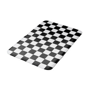 Checkered Black and White Bath Mat
