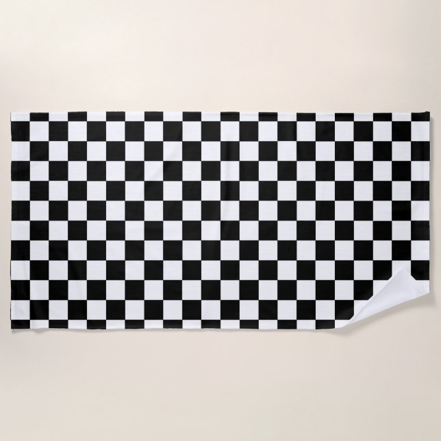 Checkered Black and White Beach Towel (Front)