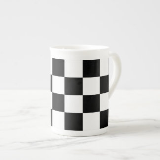 Checkered Black and White Bone China Mug