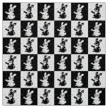Checkered Black And White Bunny Rabbit Fabric