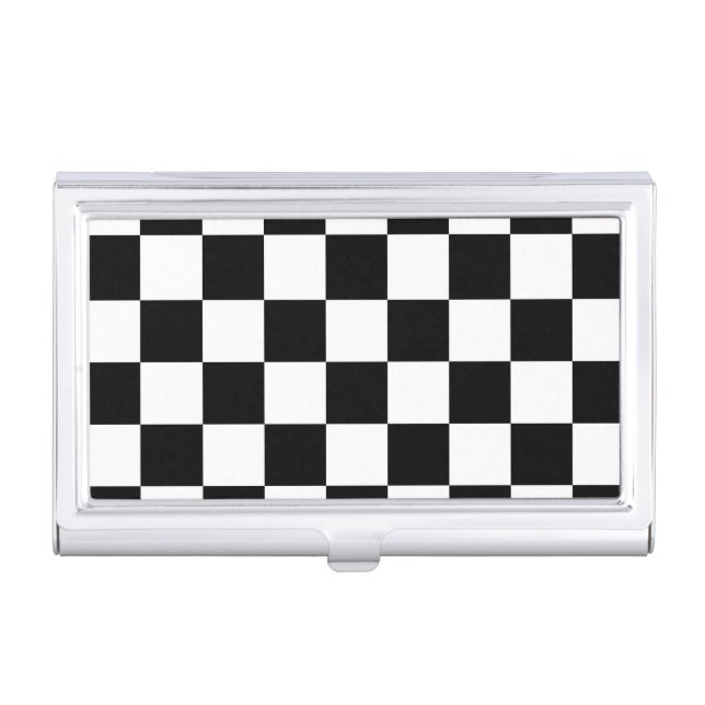 Checkered Black and White Business Card Holder (Front)