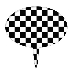 Checkered Black and White Cake Topper