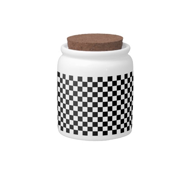 Checkered Black and White Candy Jar (Front)
