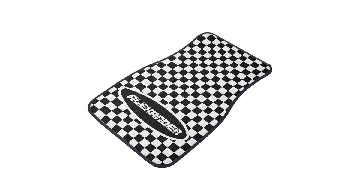 Checkered Black and White Car Floor Mat Zazzle