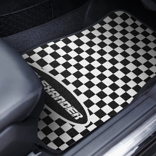 Checkered Black and White Car Floor Mat