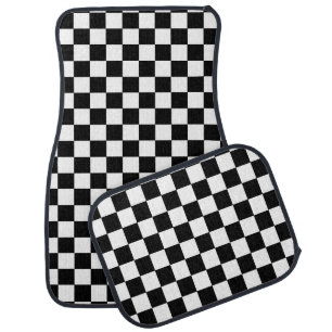 Checkered Black and White Car Mat