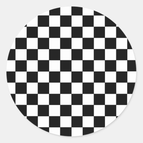 Checkered Black and White Classic Round Sticker