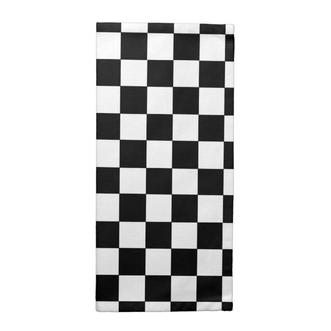 Checkered Black and White Cloth Napkin (Half Fold)