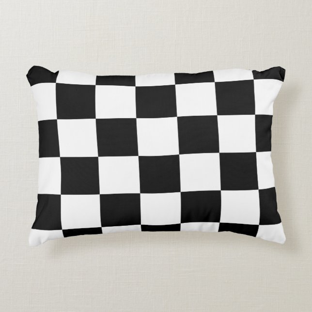 Checkered Black and White Decorative Pillow (Front)