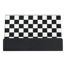 Checkered Black and White Desk Business Card Holder
