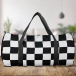 Checkered Black and White  Duffle Bag<br><div class="desc">Black and white checkered square pattern duffle bag</div>