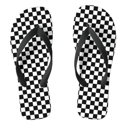 Checkered Black and White Flip Flops