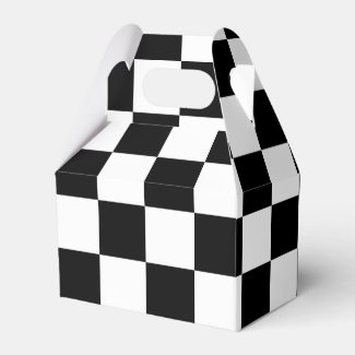 Checkered Black and White Gable Favor Box