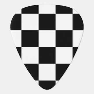Checkered Black and White Geometric Pattern Guitar Pick