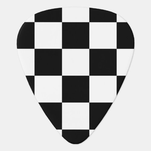 Checkered Black and White Geometric Pattern Guitar Pick