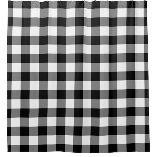 Checkered Black And White Gingham Pattern Shower Curtain