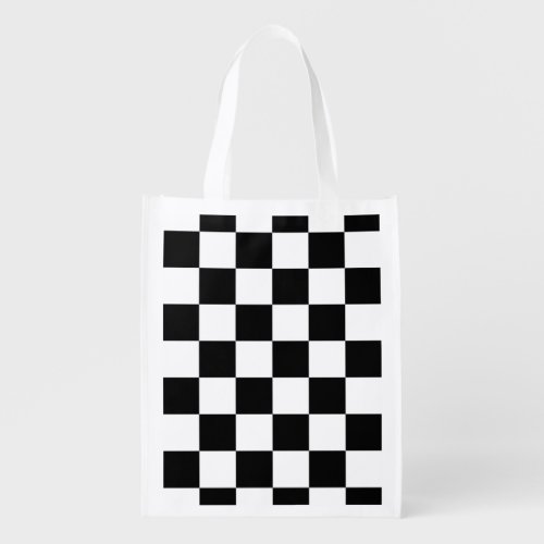 Checkered Black and White Grocery Bag
