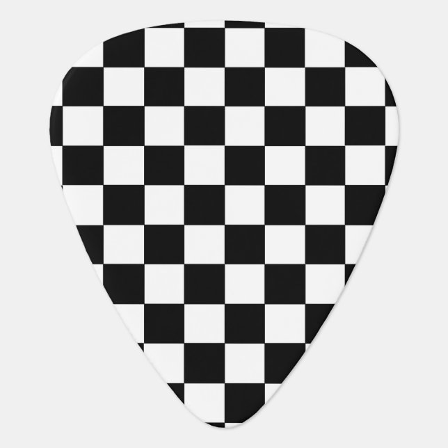 Checkered Black and White Guitar Pick (Front)