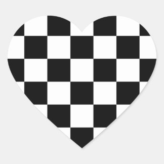 Checkered Black and White Heart Sticker