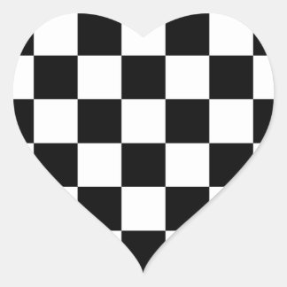 Checkered Black and White Heart Sticker