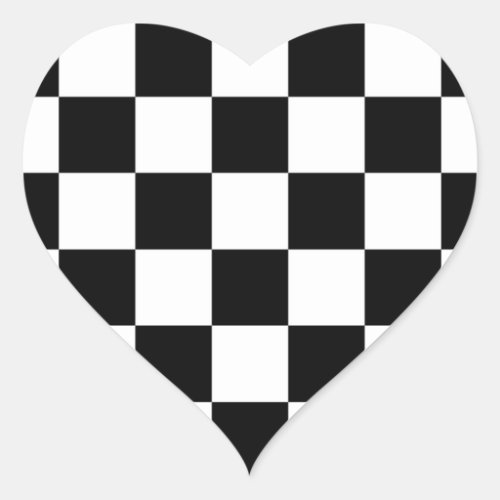Checkered Black and White Heart Sticker