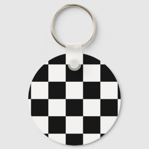 Checkered Black and White Keychain