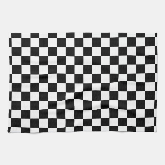 Checkered Black and White Kitchen Towel (Horizontal)