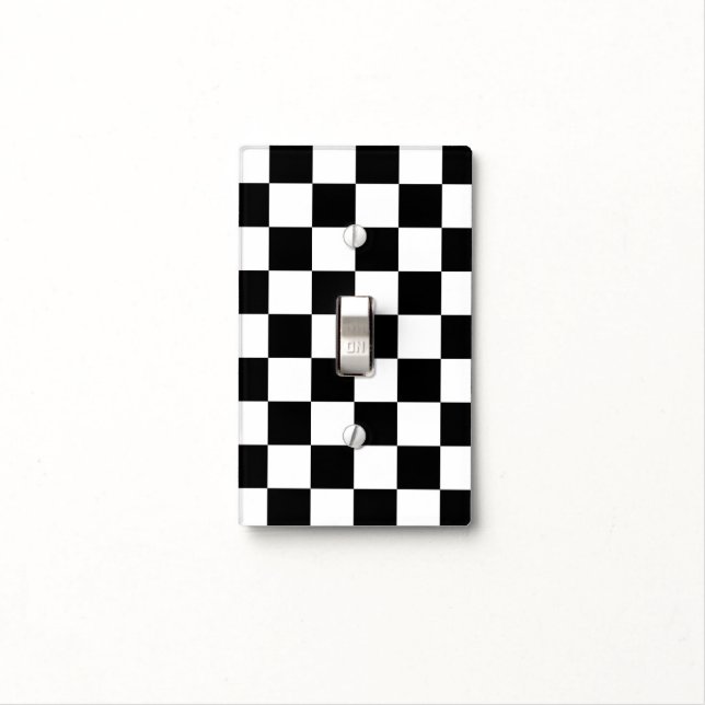 Checkered Black and White Light Switch Cover (In Situ)