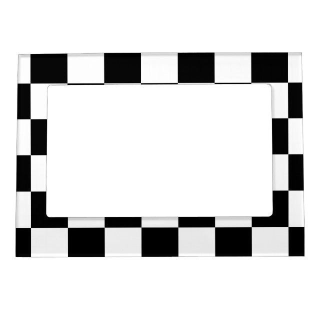 Checkered Black and White Magnetic Photo Frame (Front)