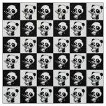 Checkered Black And White Panda Bear Fabric