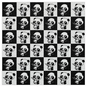 Checkered Black And White Panda Bear Fabric