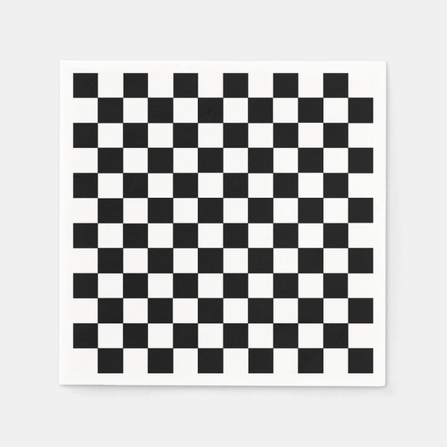 Checkered Black and White Paper Napkins (Front)